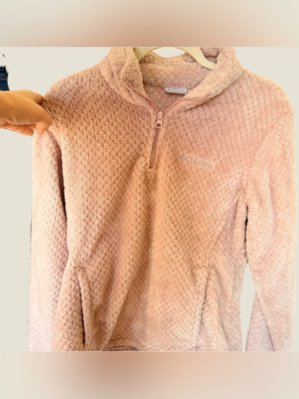 Columbia Women's Light Pink Plush Quarter-Zip Sweater